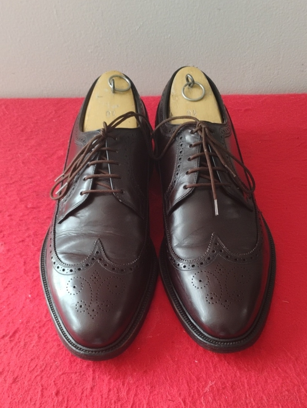 Men's Dark Brown Leather Brogue Derby Shoes